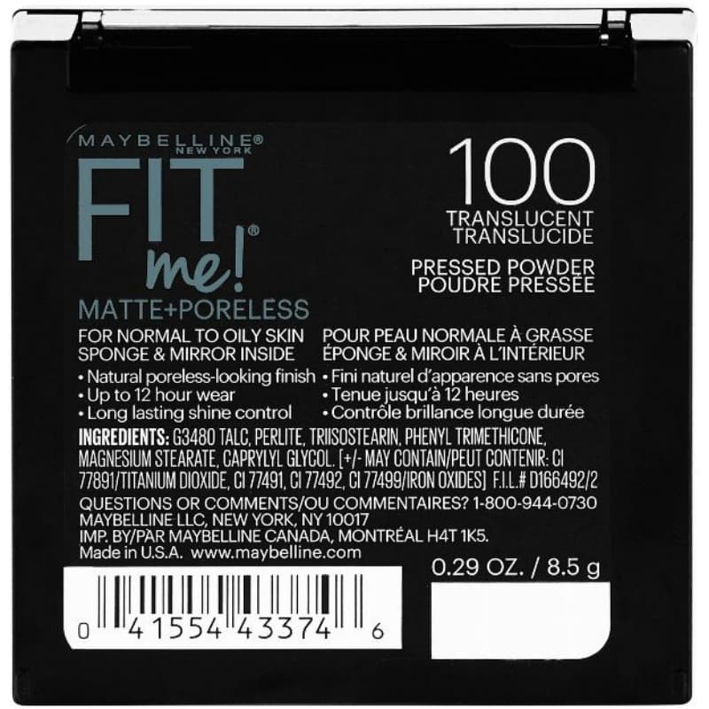 Maybelline Fit Me Matte + Poreless Pressed Powder 100 Translucent