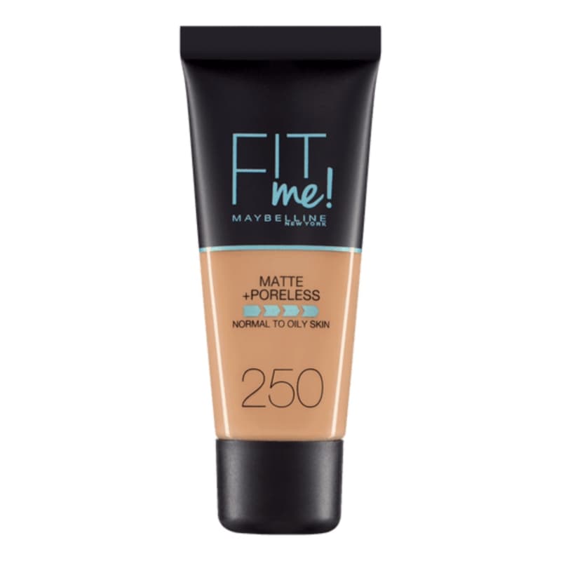 Maybelline New York Fit Me Matte + Poreless Foundation, 250 Sun Beige, 30ml