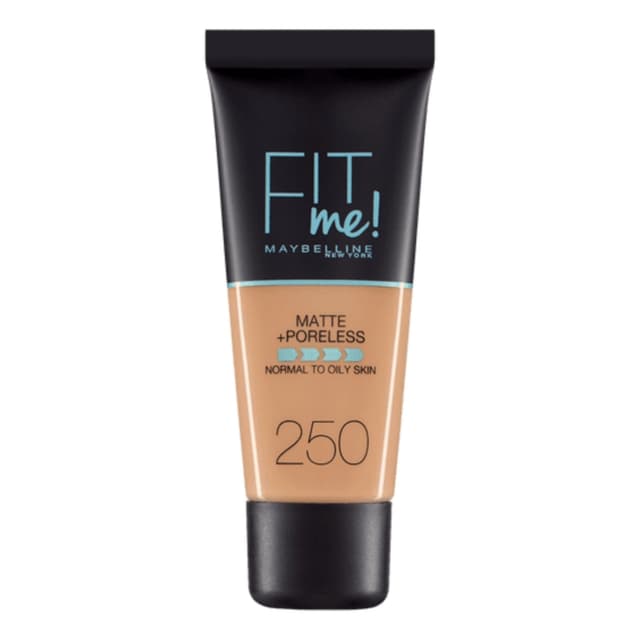 Maybelline New York Fit Me Matte + Poreless Foundation, 250 Sun Beige, 30ml
